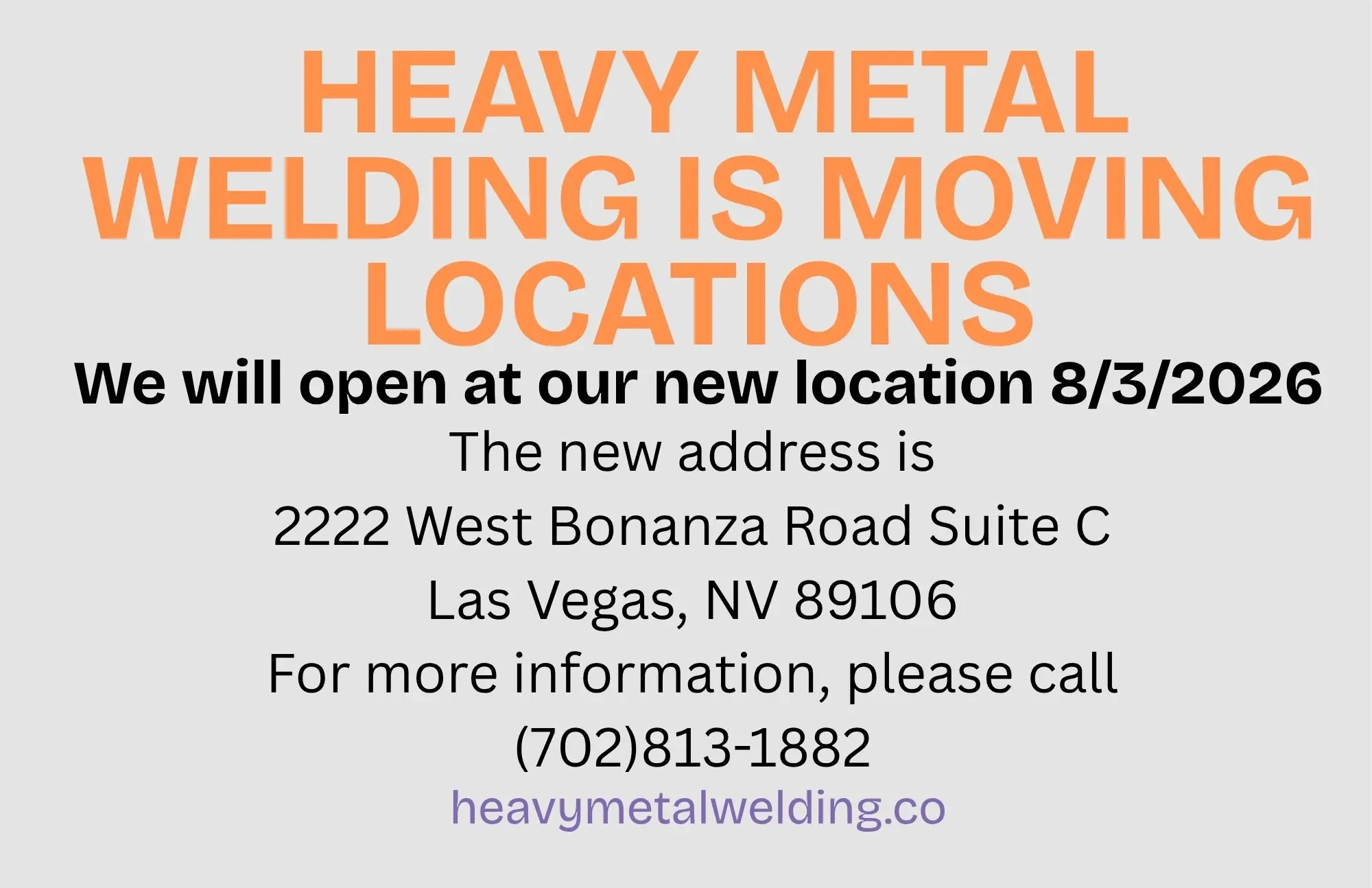 Heavy Metal Welding is moving